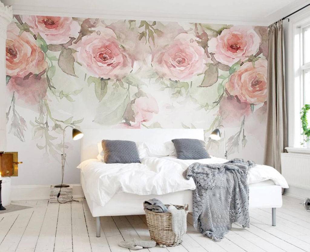 Фотообои Акварель и розы  15-688