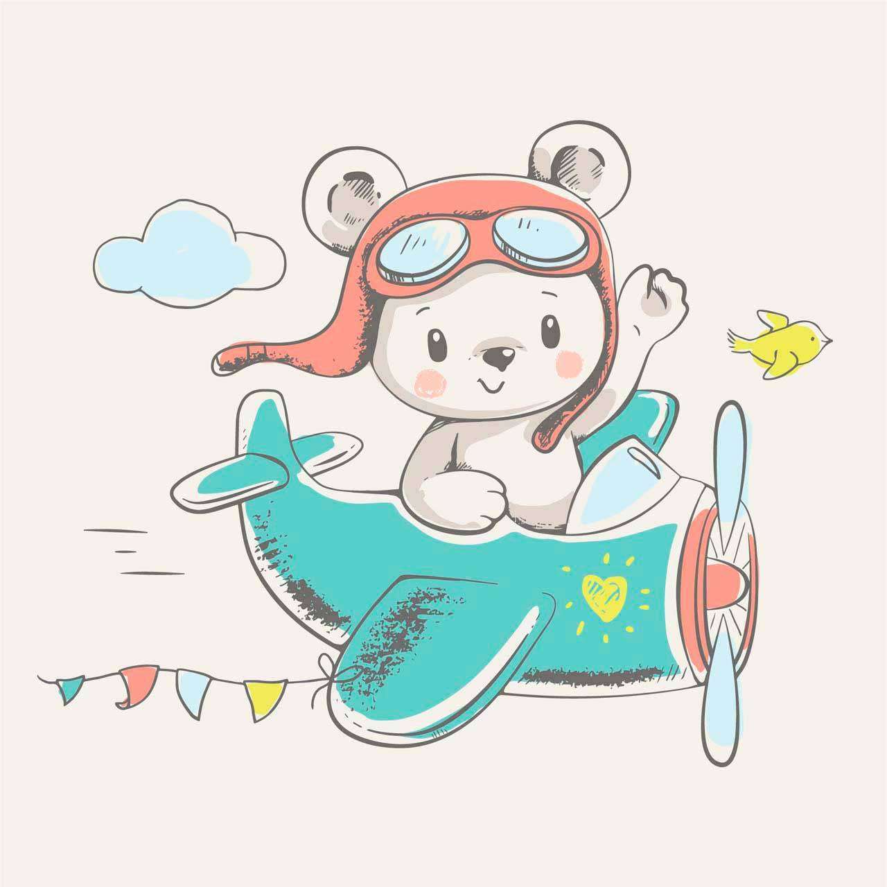 Фотообои в интерьере мишка на самолете  12-474 фото