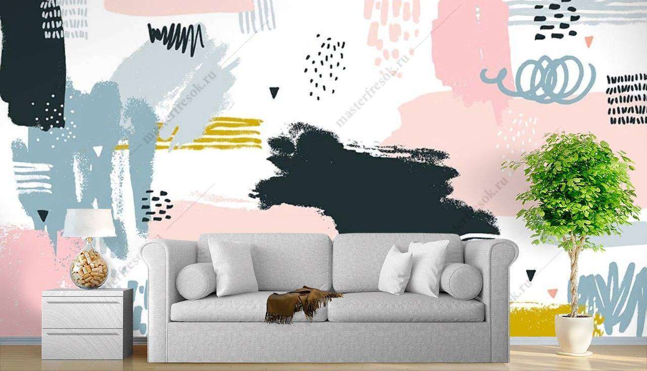 Фотообои в интерьере мазки кистью  9-1130 фото