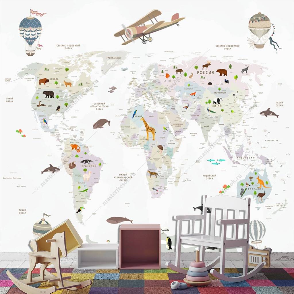 Фотообои Карта светло серая  12-1016