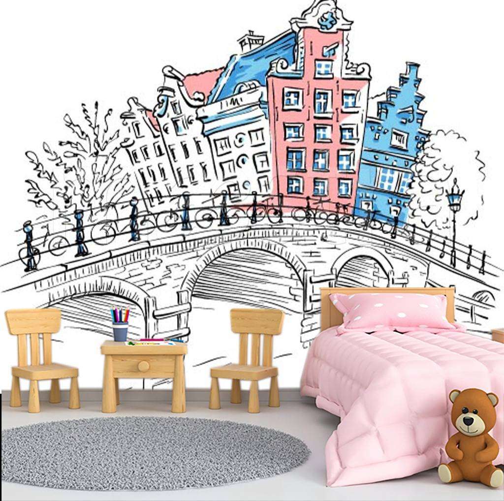 Фотообои в интерьере город граффити  12-493 фото