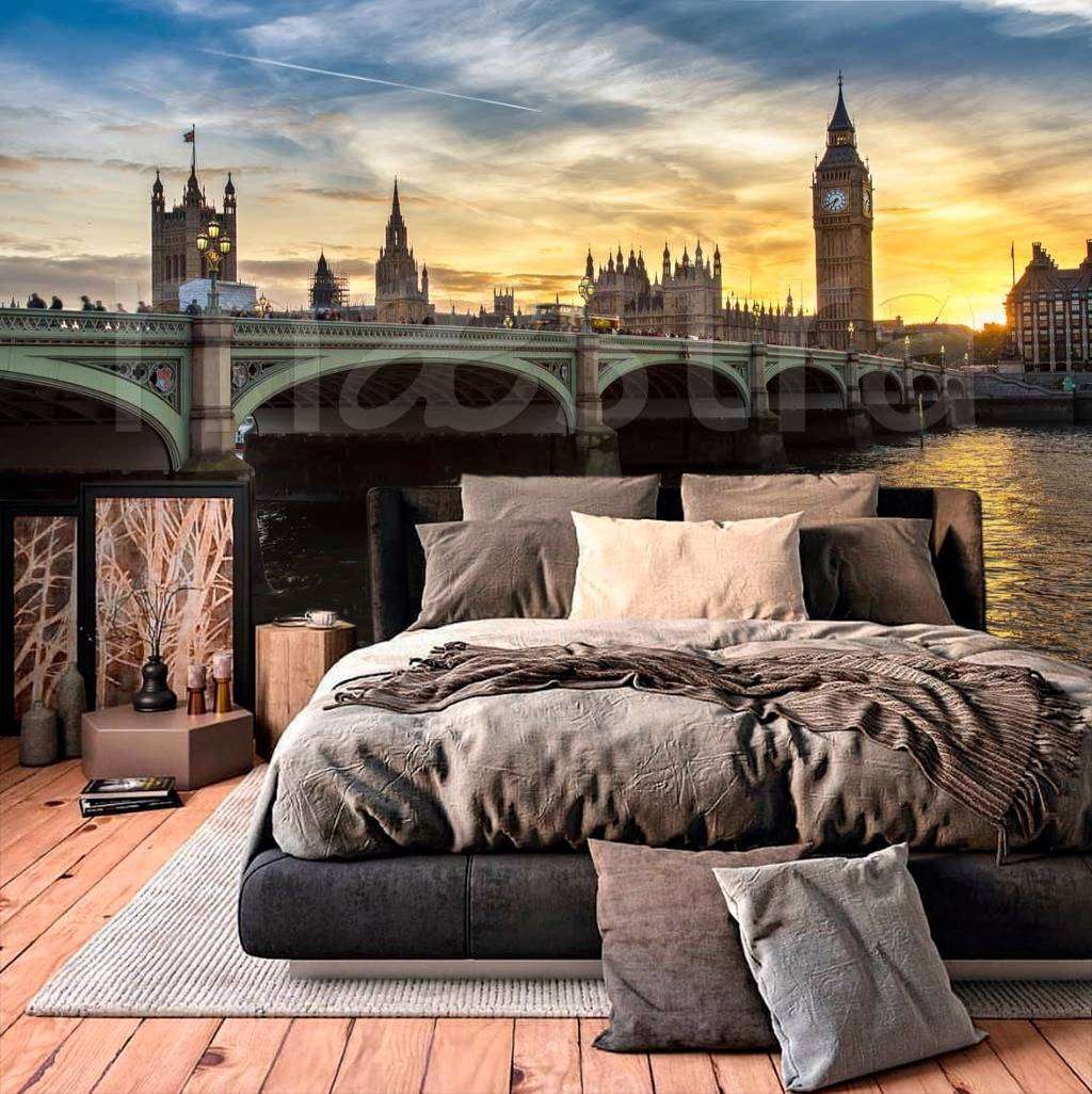 Фотообои в интерьере пленительный рассвет в лондоне  9-523 фото