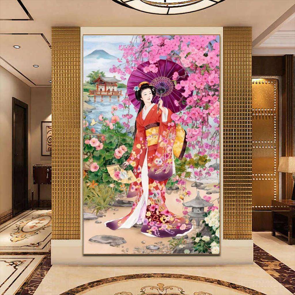 Фотообои в интерьере девушка в саду  8-151 фото