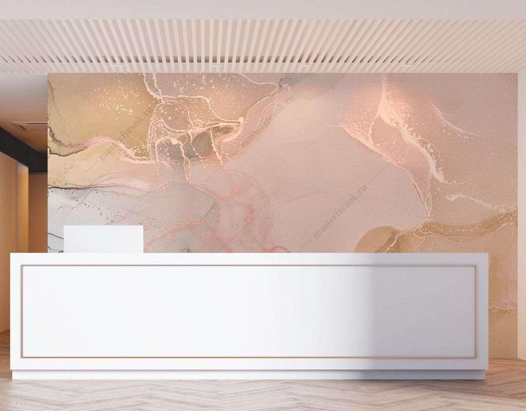 Фотообои в интерьере розовый флюид с золотом  9-1501 фото