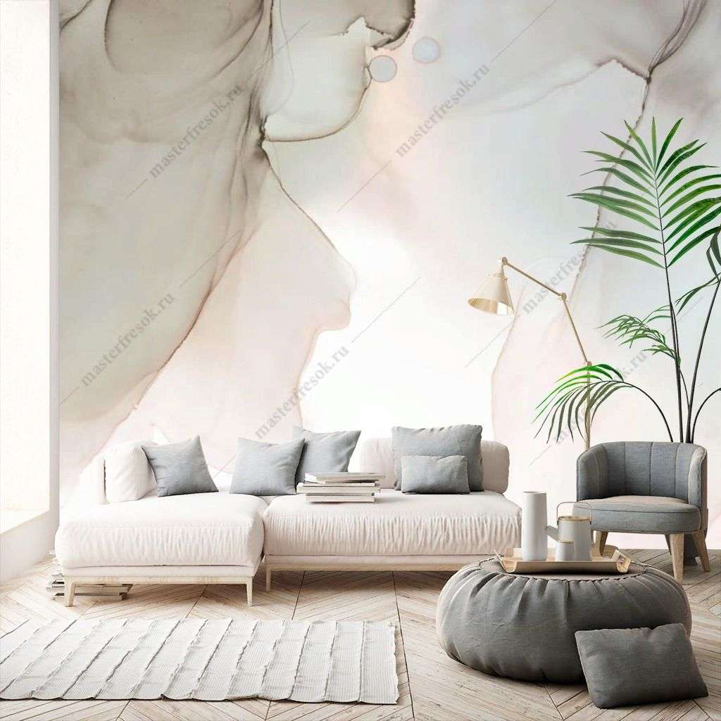 Фотообои в интерьере флюид в светлых тонах  9-1544 фото