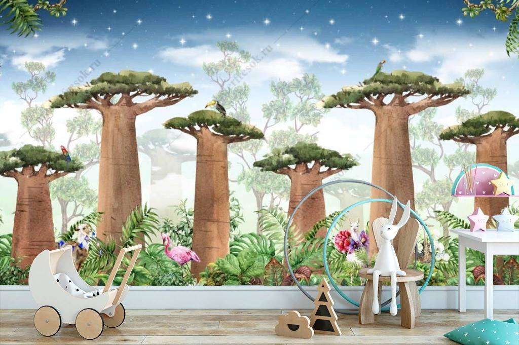 Фотообои в интерьере большие секвойи  14-149 фото