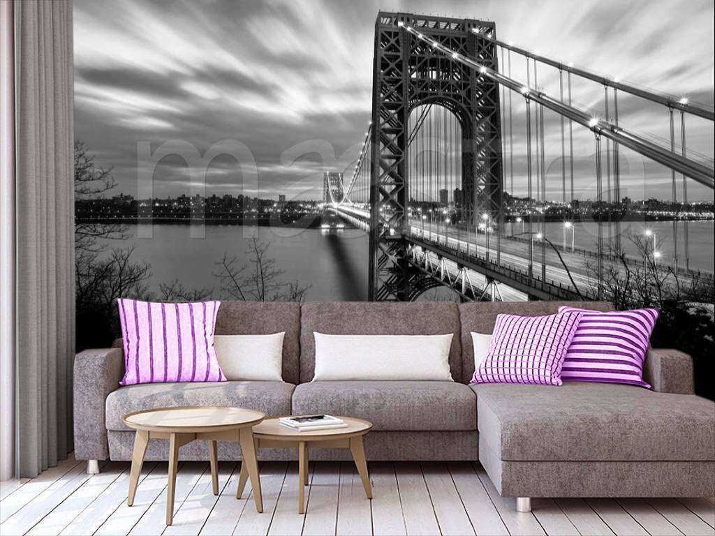 Фотообои Бесшовные обои на стену:  Мост через реку. Артикул: 4-185  