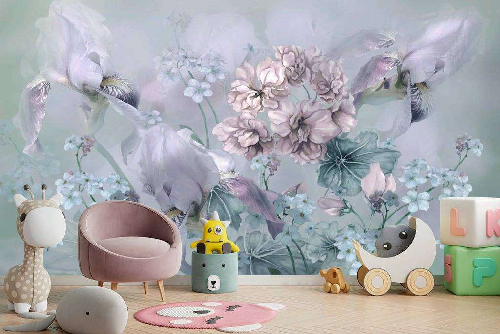 Фотообои в интерьере нежный букет цветов  13-258 фото