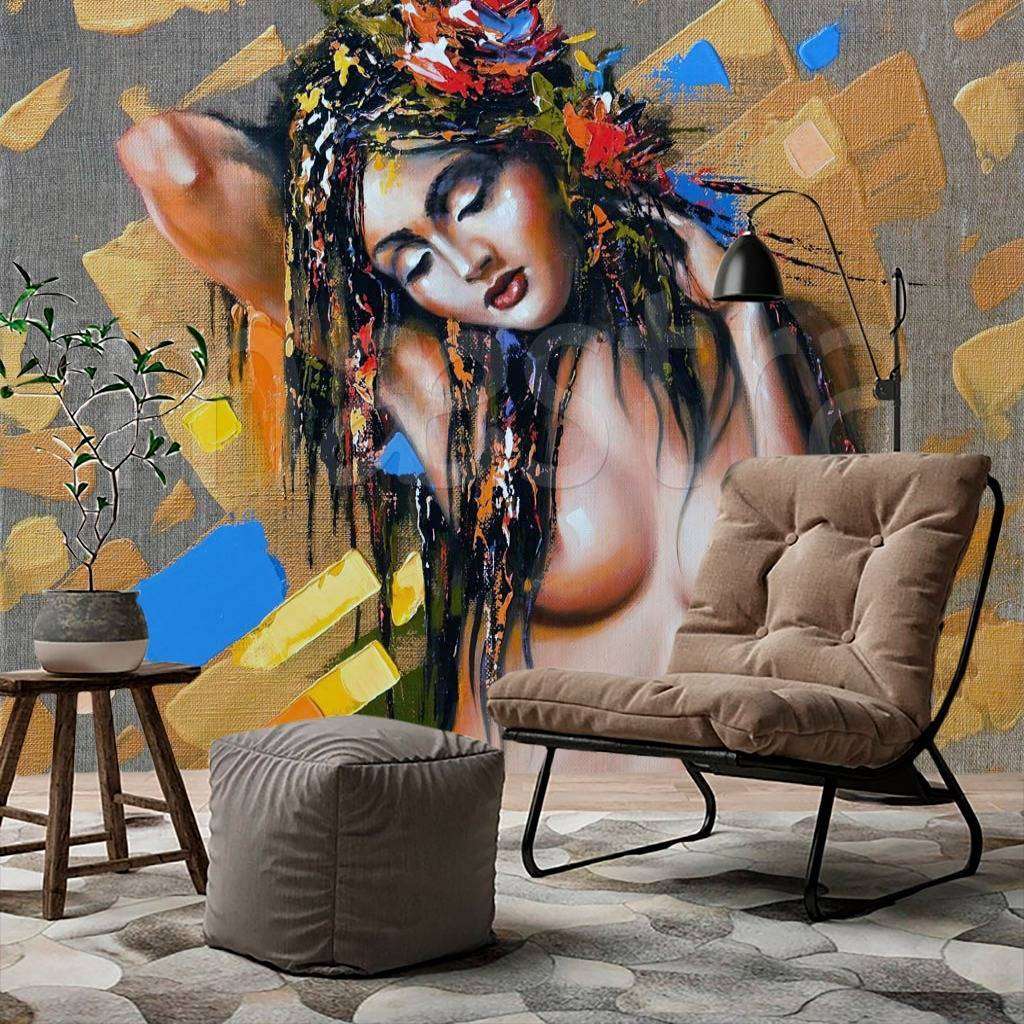 Фотообои Девушка на холсте  4-436