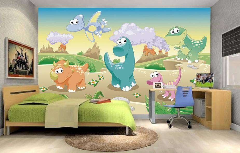 Фотообои в интерьере маленькие динозавры  15-637 фото
