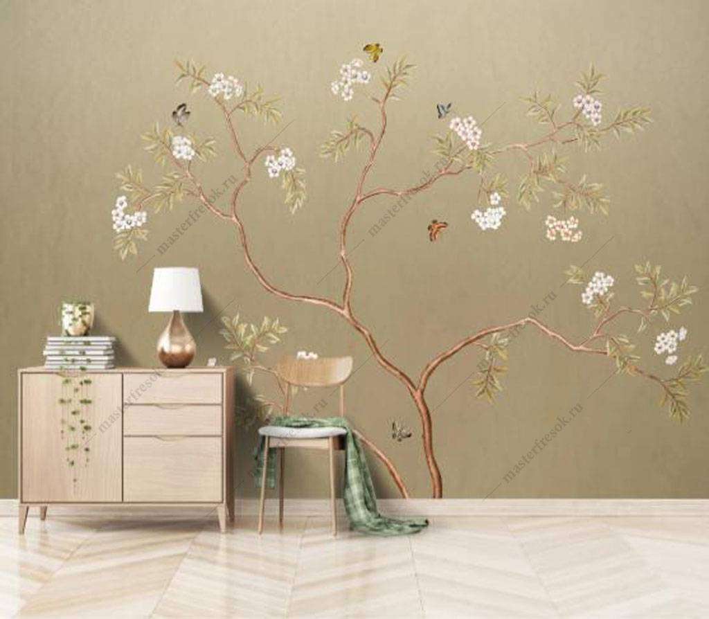 Фотообои в интерьере цветущая магнолия  15-902 фото