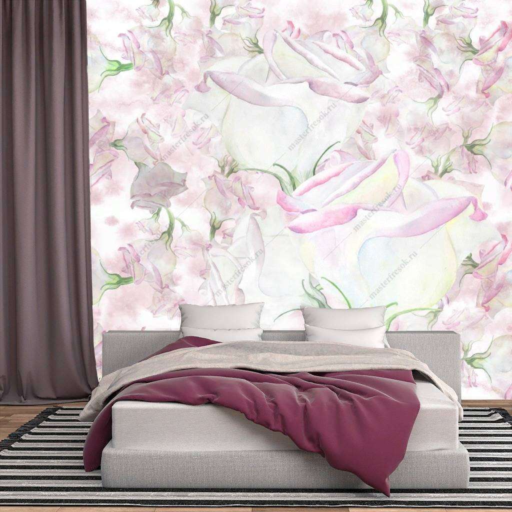 Фотообои в интерьере цветочный принт  9-1176 фото