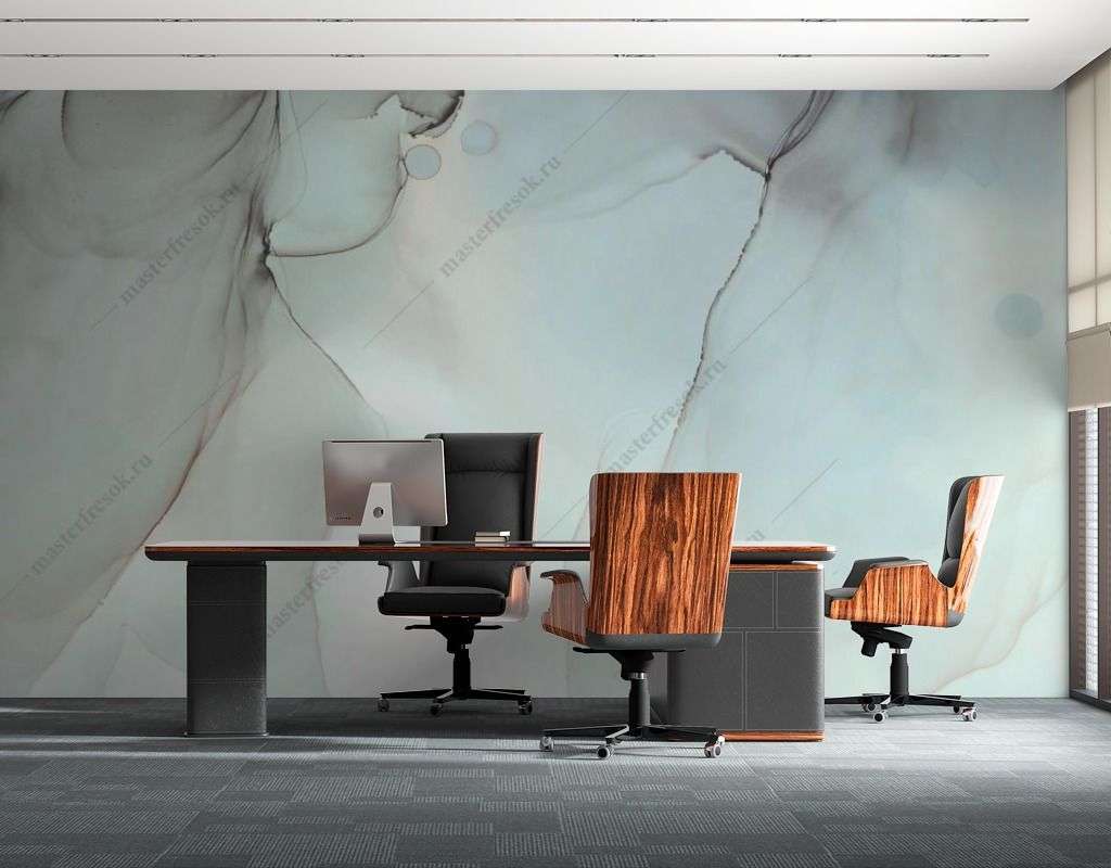 Фотообои в интерьере голубая акварель  9-1545 фото