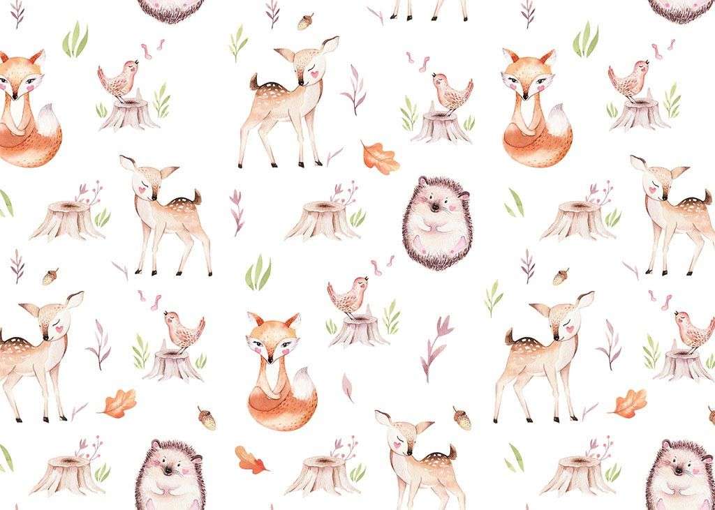 Фотообои в интерьере олени и ежики  12-730 фото