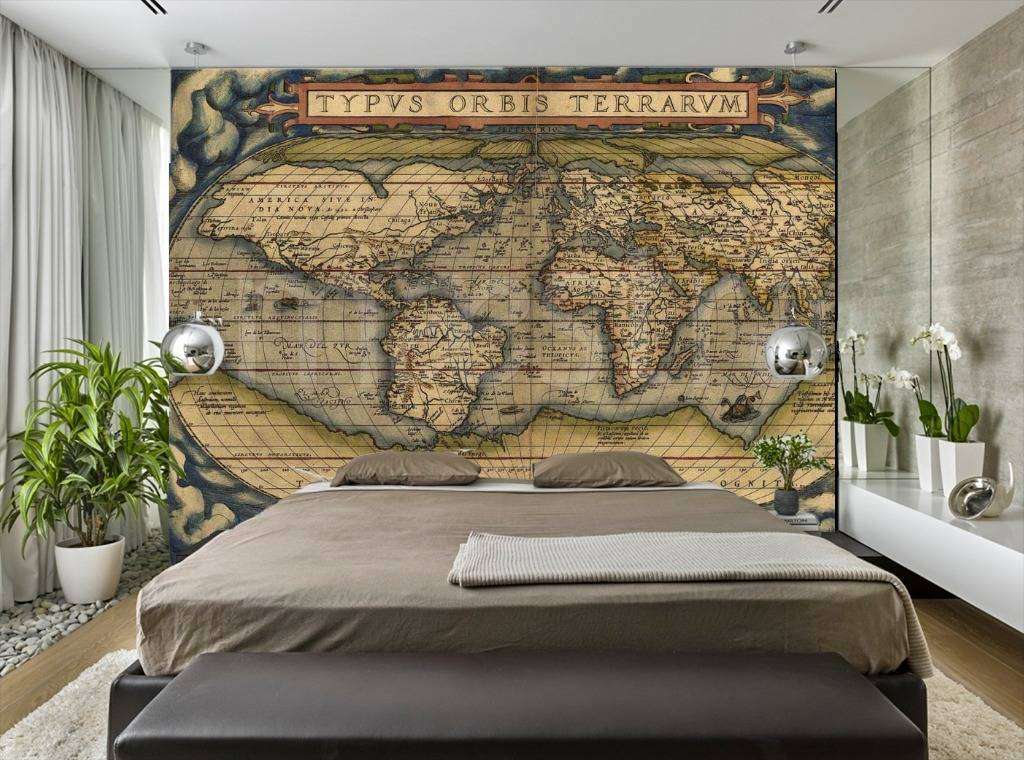 Фотообои Бесшовные обои на стену:  Стильная карта мира. Артикул: 9-172  