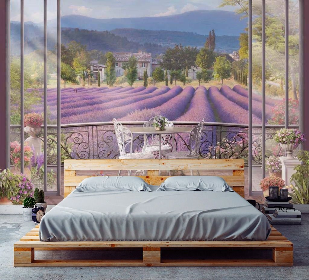 Фотообои Терраса и лавандовое поле  17-7163