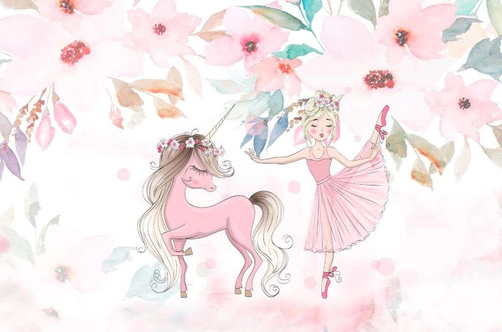 Фотообои в интерьере единорог и балерина  14-012 фото