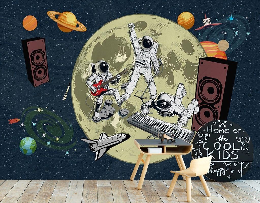 Фотообои в детскую: музыкальная группа в космосе   14-729