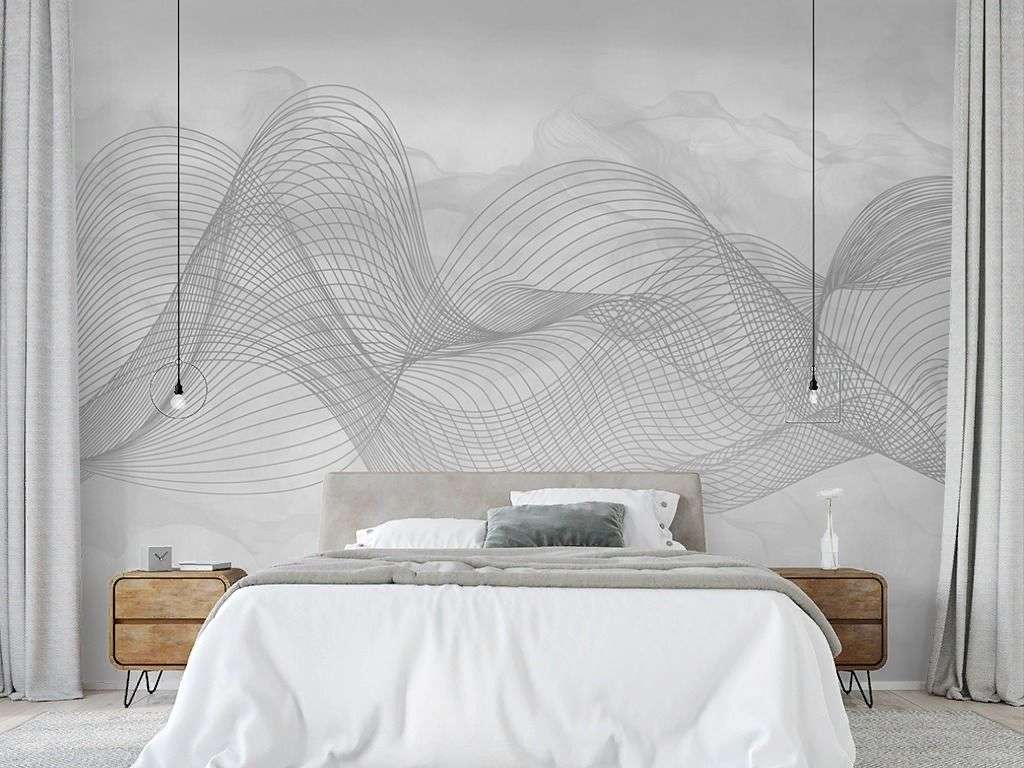 Фотообои в интерьере светлые линии  9-1962 фото