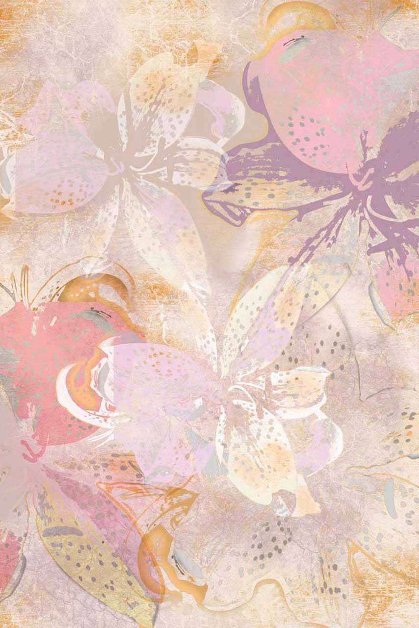 Фотообои в интерьере розовая цветочная абстракция  3-151 фото