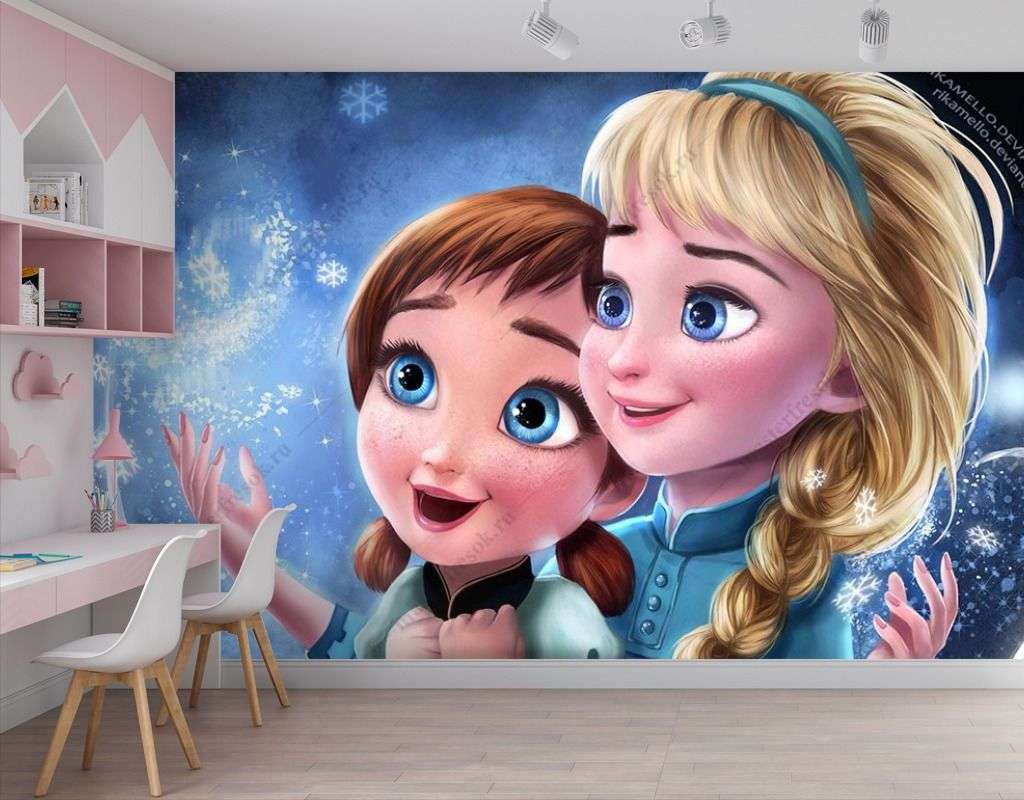 Фотообои в интерьере эльза и анна - холодное сердце  12-1368 фото