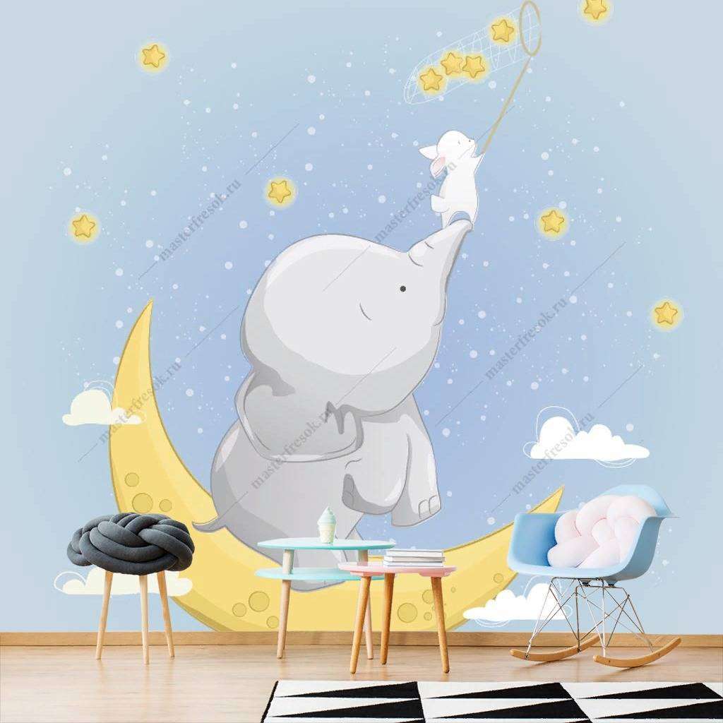 Фотообои в интерьере слоненок с другом  12-467 фото