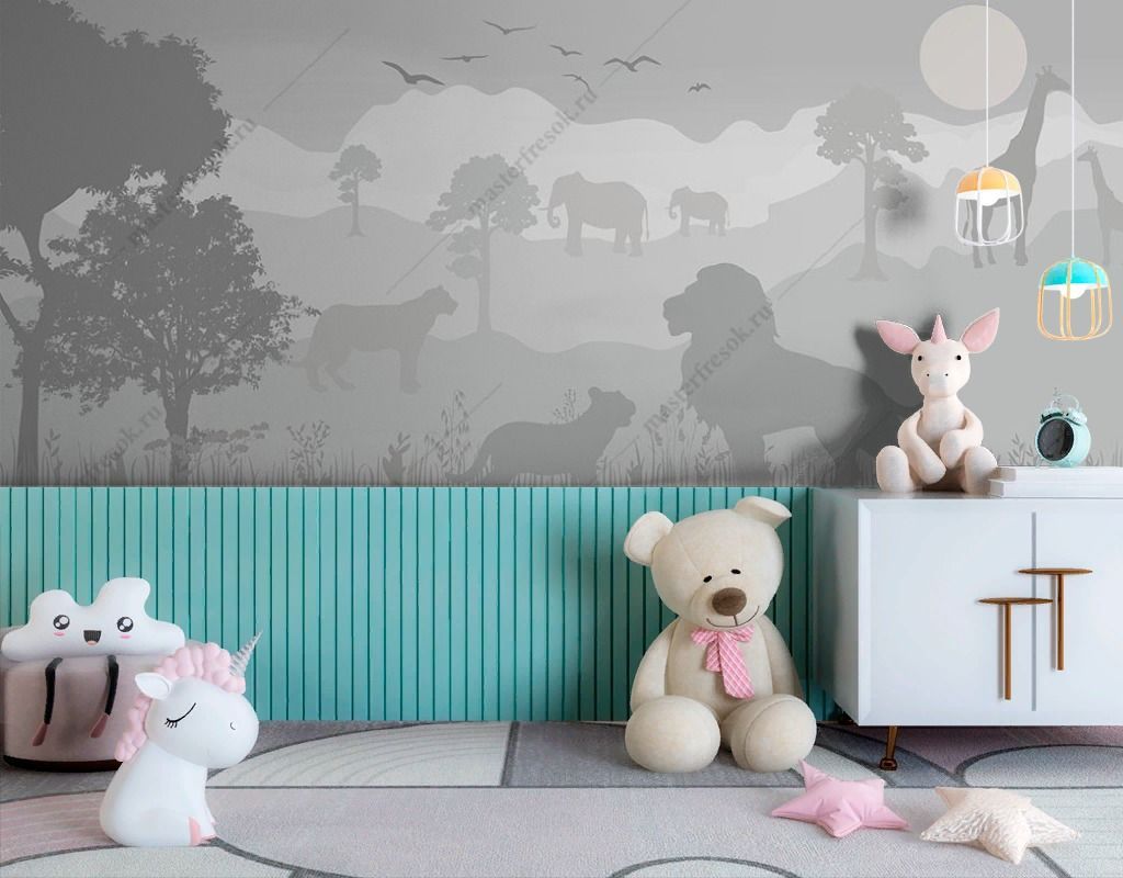 Фотообои Иллюстрация саванна в детскую  9-1818