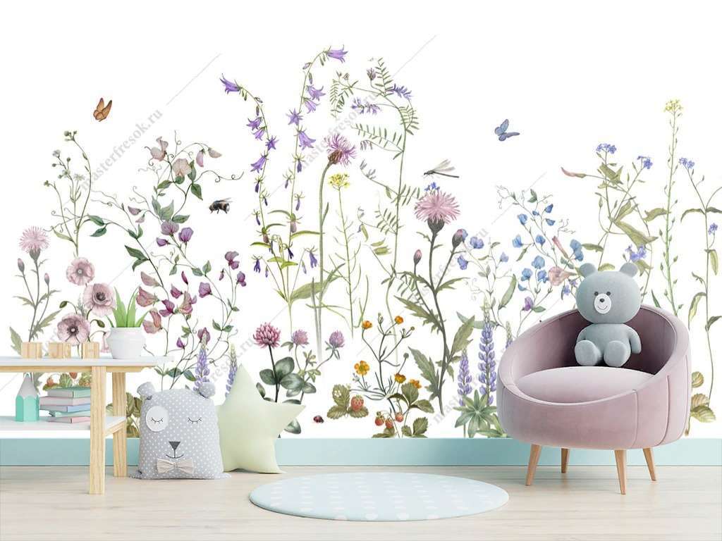 Фотообои Бесшовные обои на стену:  Полевые цветы. Артикул: 13-497  