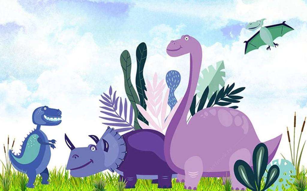 Фотообои в интерьере динозавры гуляют  15-634 фото