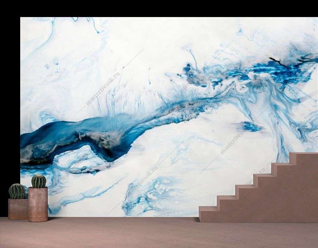 Фотообои в интерьере синий всплеск  9-1286 фото