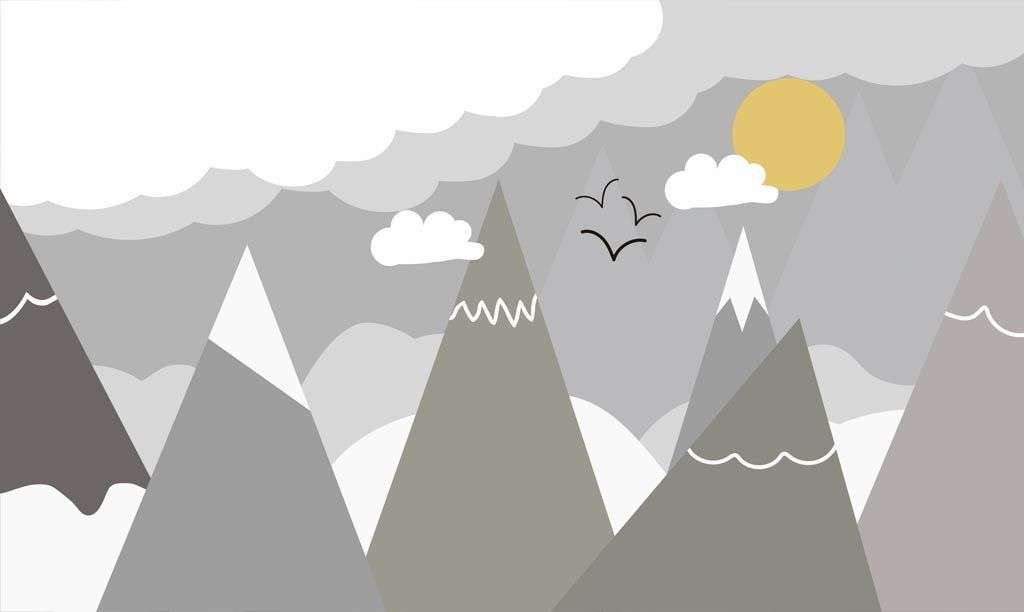 Фотообои в интерьере серые скандинавские горы  14-579 фото