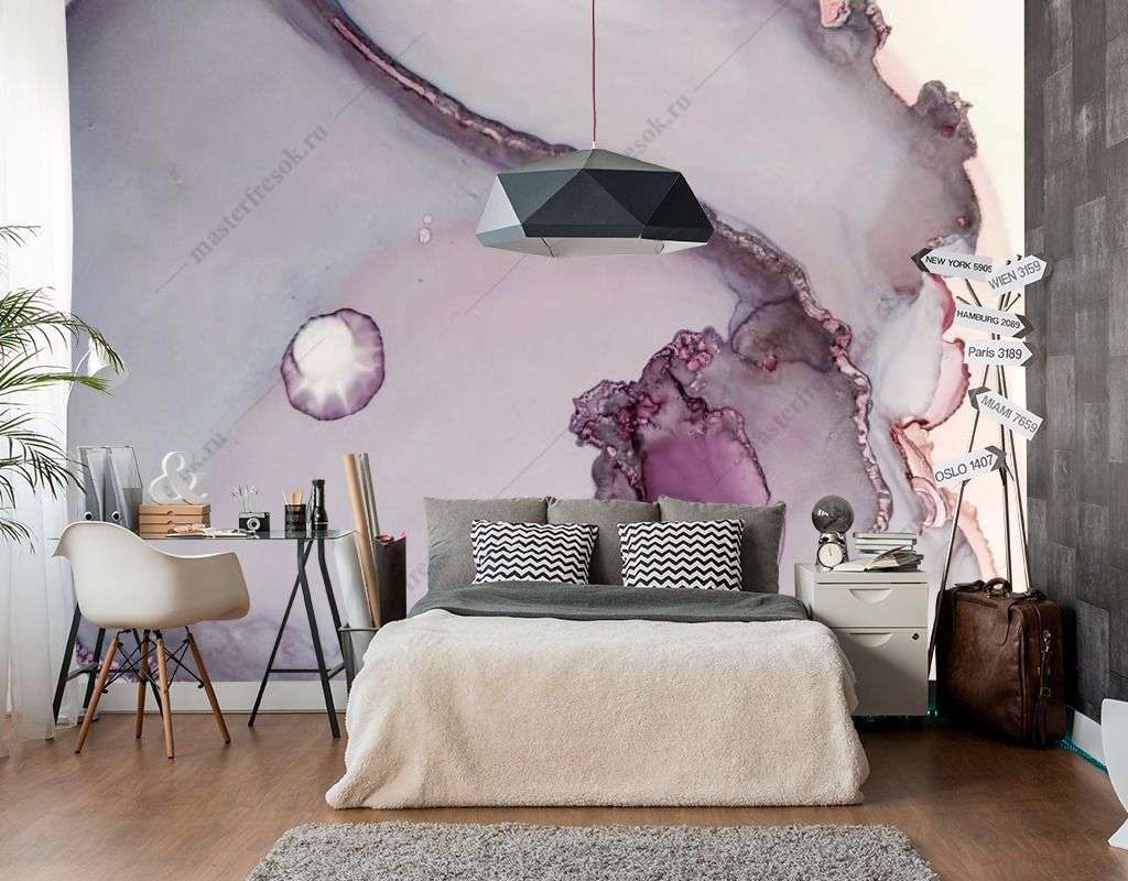 Фотообои в интерьере розовый мраморный фон  9-1561 фото