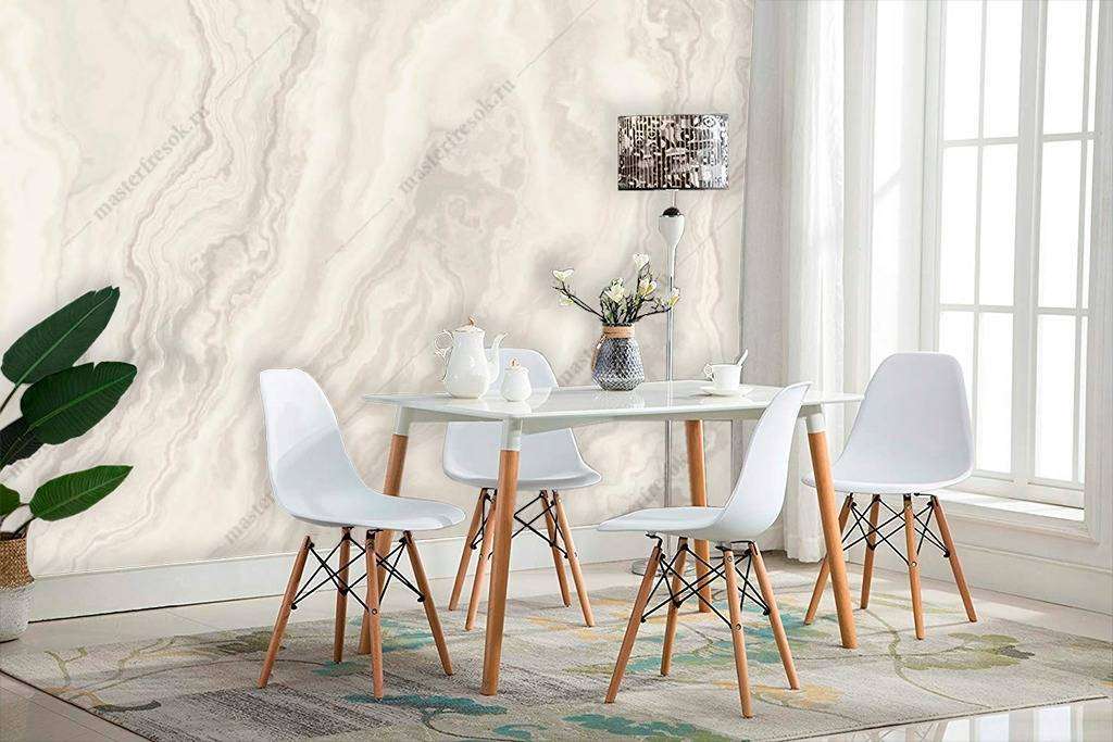 Фотообои в интерьере флюид арт мрамор белый  9-1016 фото