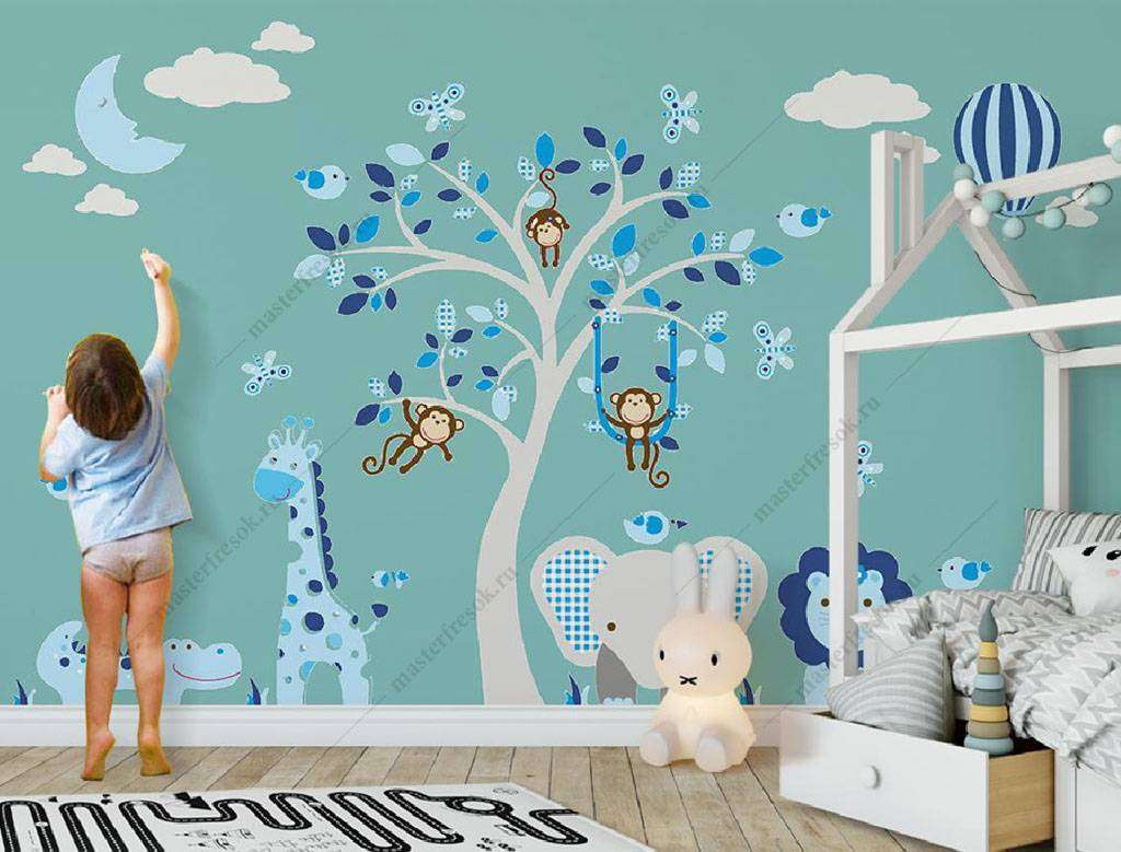 Фотообои в интерьере веселые животные  15-989 фото