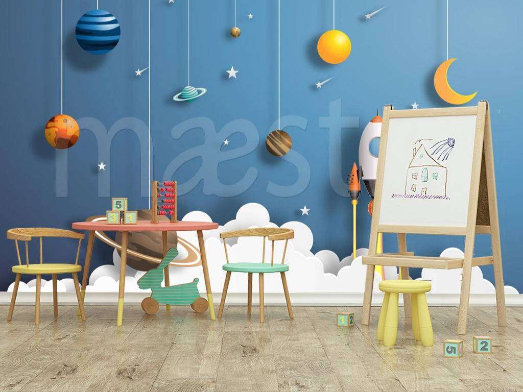 Фотообои в интерьере 3д космос  12-423 фото