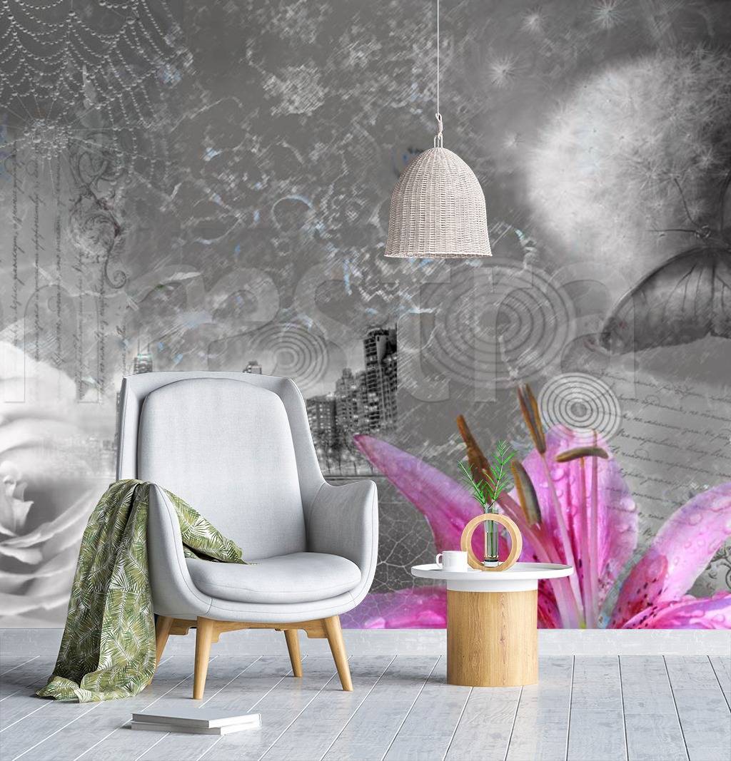 Фотообои Абстракция цветы и город  2-116