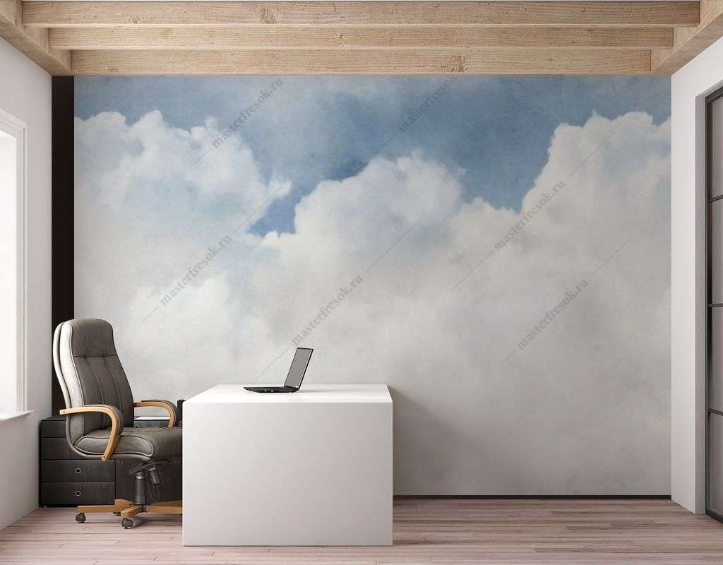Фотообои в интерьере белоснежные облака  9-1604 фото