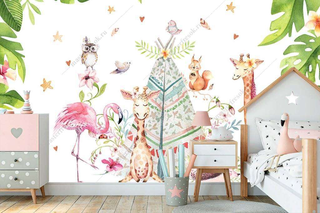 Фотообои в интерьере милые зверята  14-064 фото