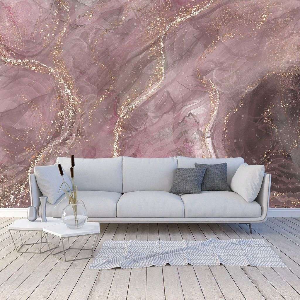 Фотообои в интерьере розовый срез мрамора  9-1422 фото