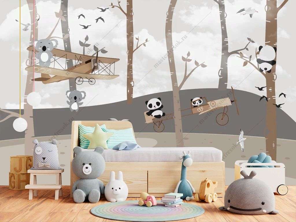 Фотообои в интерьере панды на дереве  14-603 фото