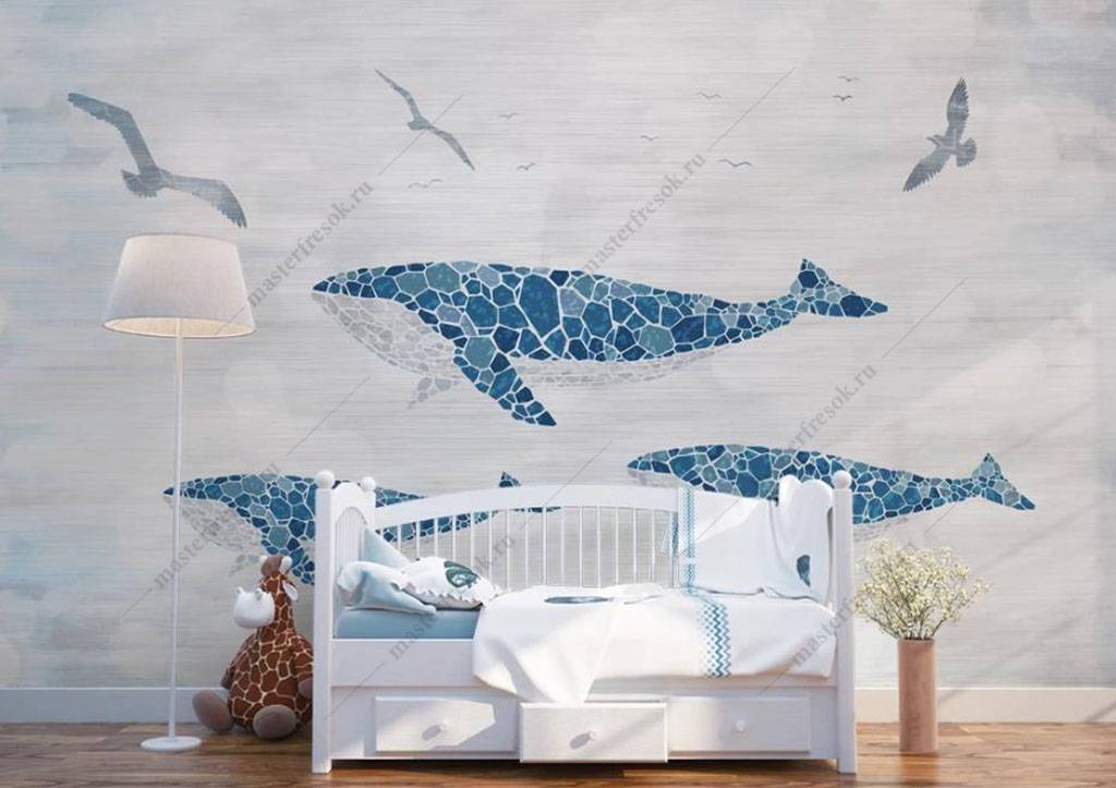 Фотообои Киты из мозайки  16-029