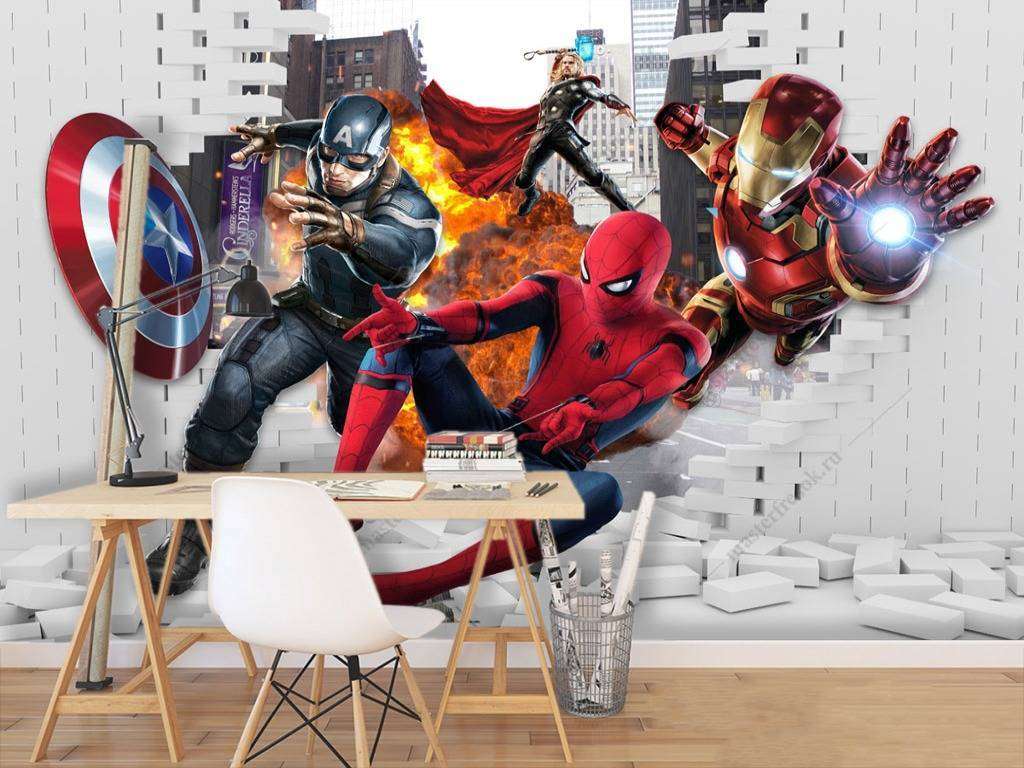 Фотообои в интерьере человек паук супергерои  12-906 фото