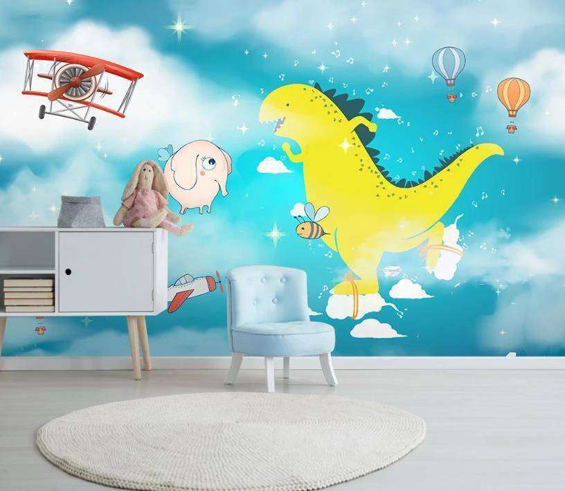 Фотообои в интерьере динозавр в небе  15-638 фото