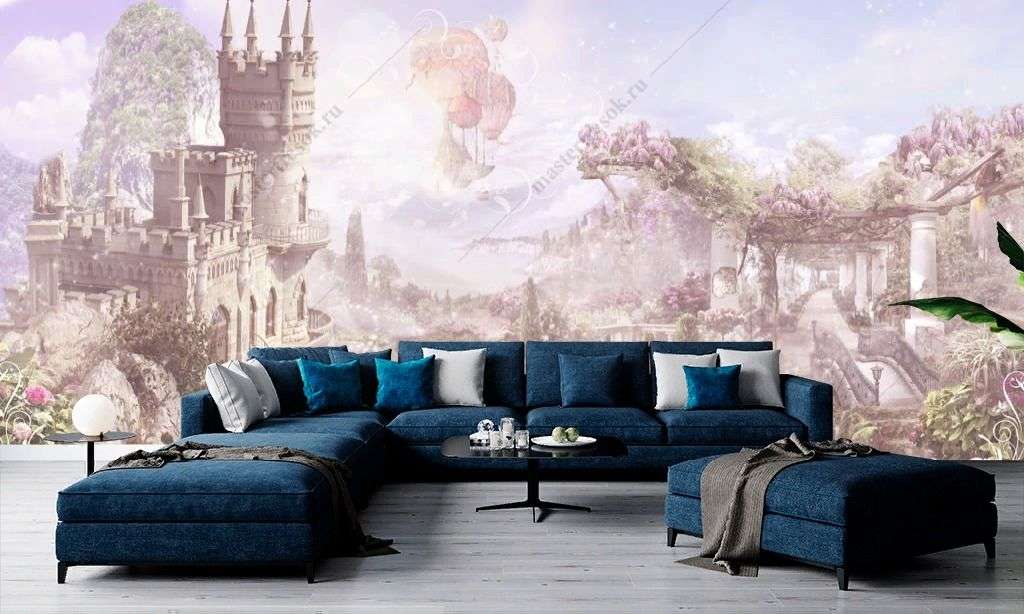 Фотообои в интерьере сказочный замок в горах  13-347 фото