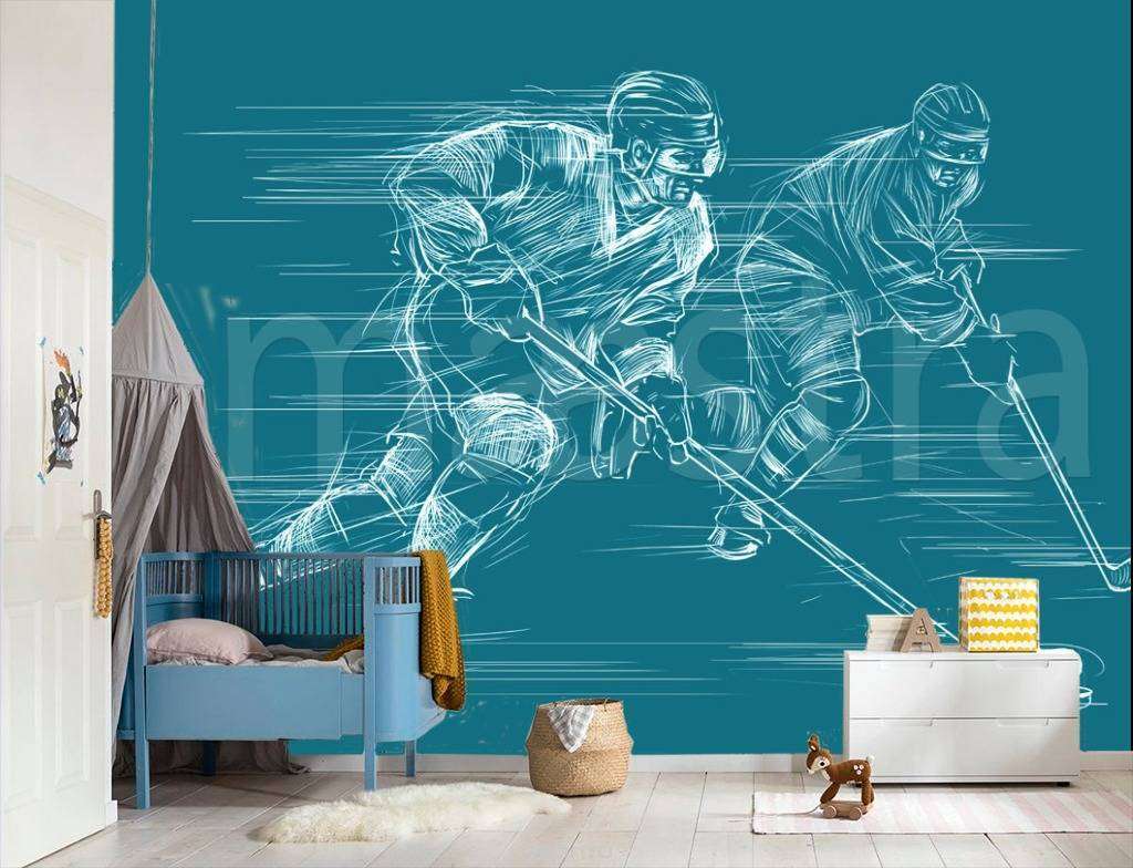 Фотообои в интерьере игровой момент в хоккее  12-565 фото