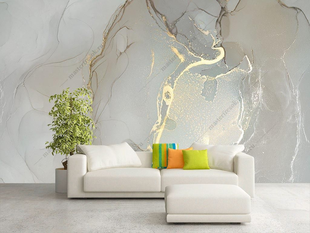 Фотообои Серый флюид с золотом  9-1439