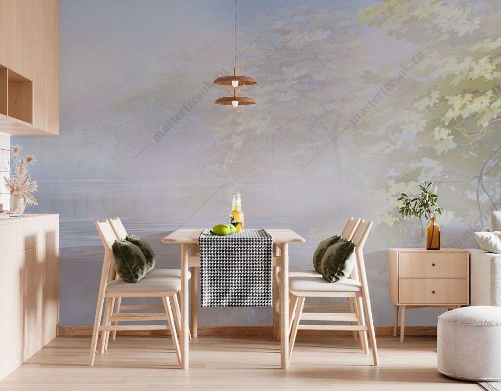 Фотообои в интерьере дерево окутанное туманом  13-432 фото