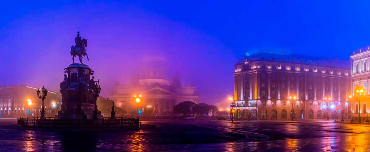 Фотообои в интерьере исаакиевская площадь в тумане  9-662 фото