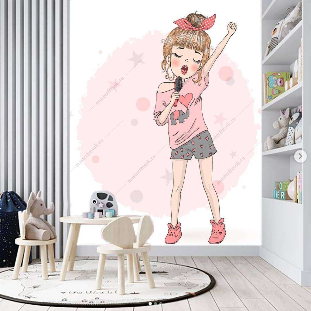 Фотообои Девочка с микрофоном  12-1134