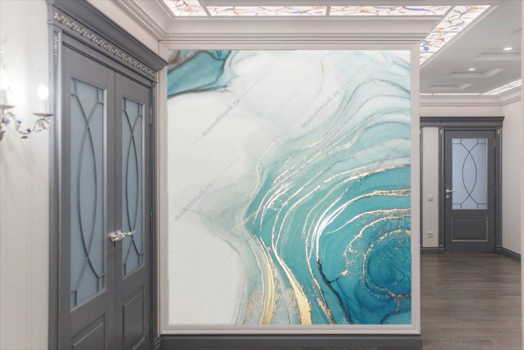 Фотообои Бело-голубой мрамор  9-1103